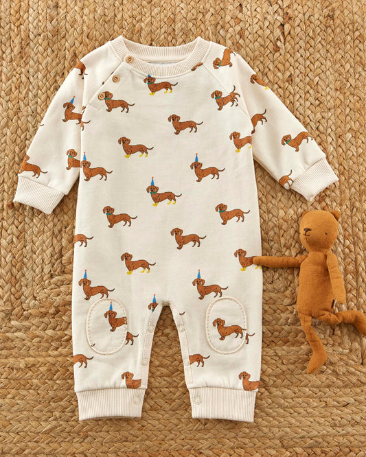 Dachshund Romper, Ecru