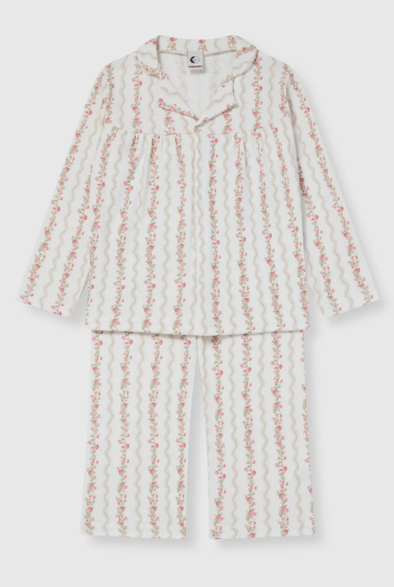 Girls Blouse & Wide Trouser Set, Floral Stripe
