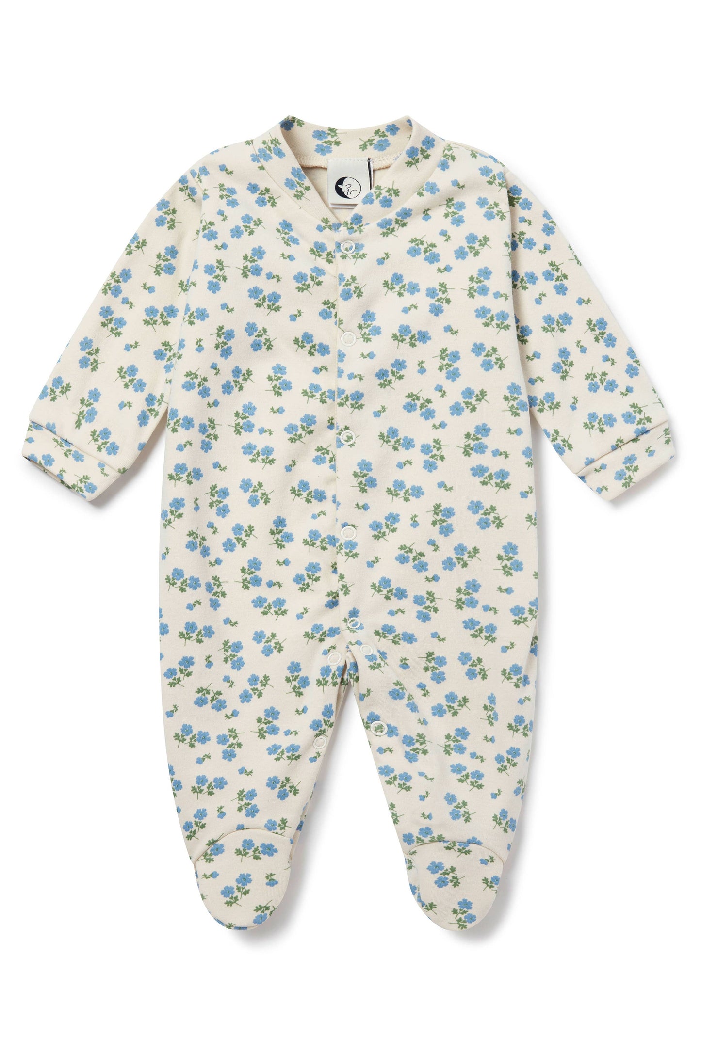Baby Sleep Suit, Blue Tea Floral