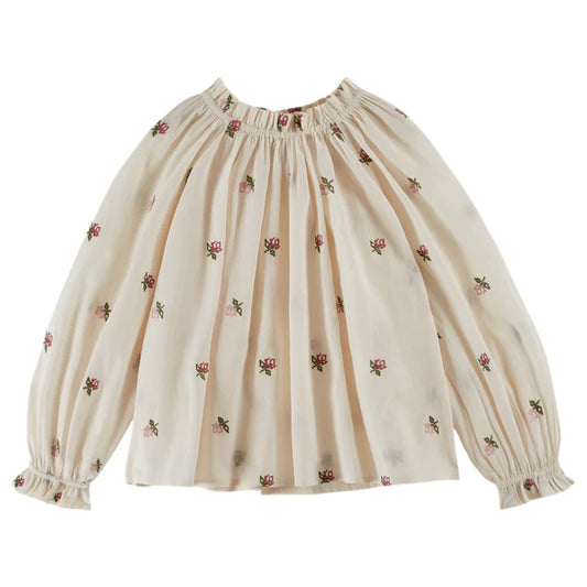 Floral Embroidered Blouse, All Over Rose