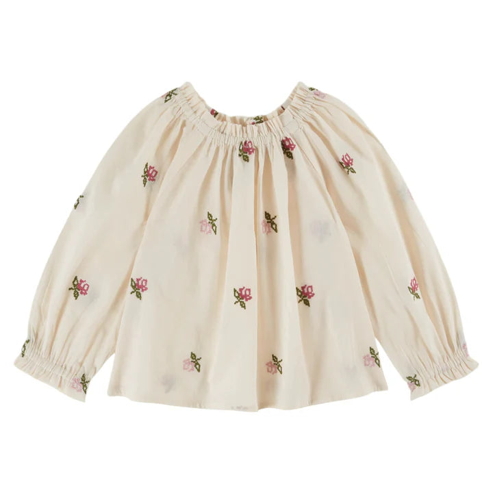 Floral Embroidered Blouse, All Over Rose