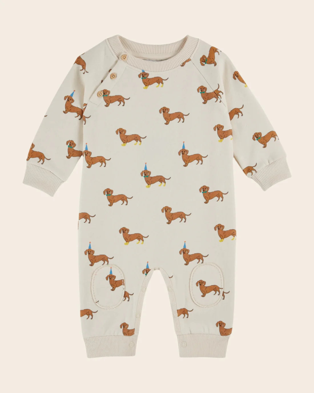 Dachshund Romper, Ecru