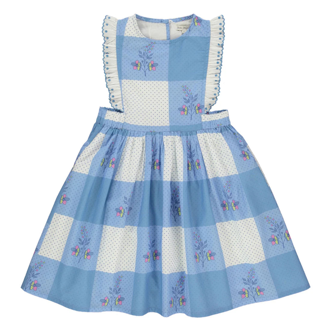 Bebe Organic Elsa Apron Dress, Atlantic Floral Dot