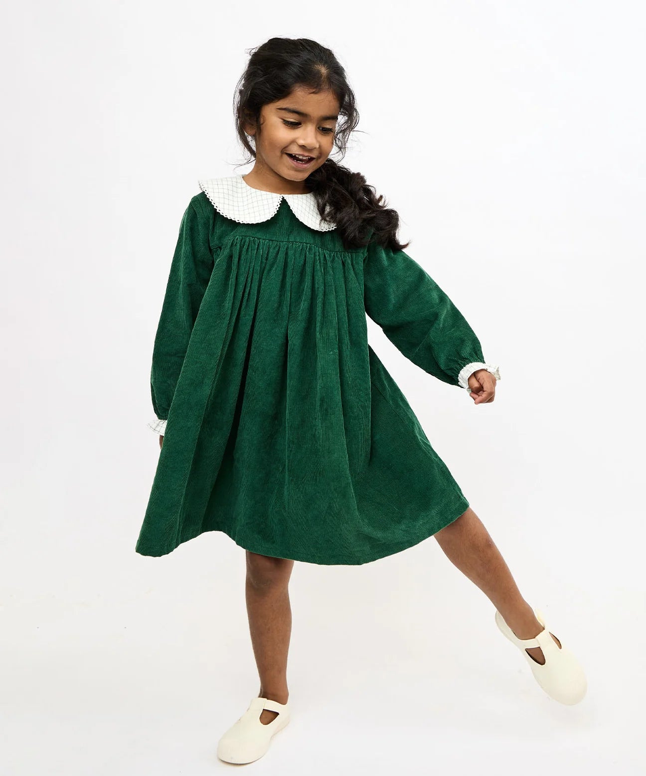 Delphina Dress, Forest Corduroy