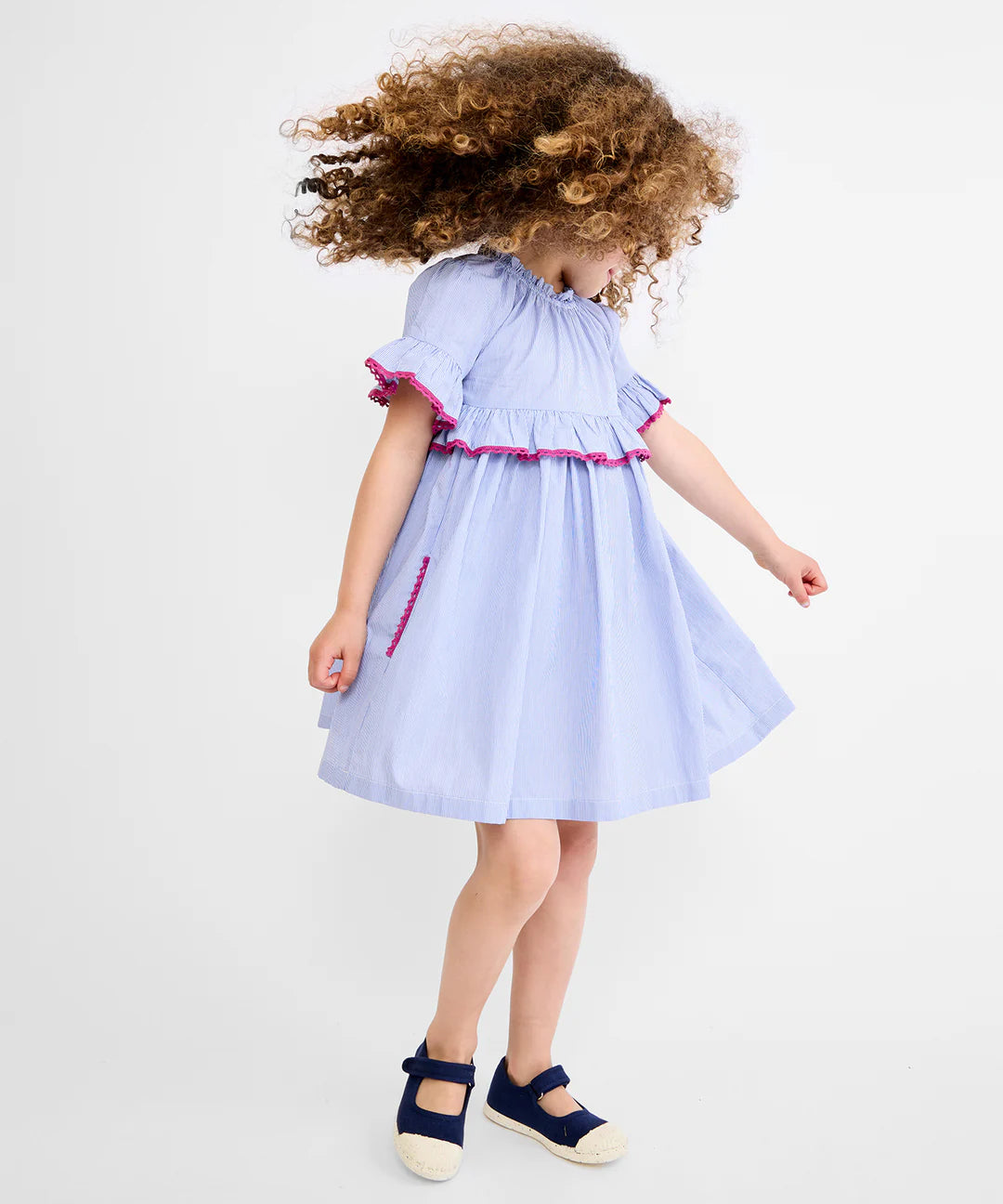 Diana Dress, Blue Pinstripe