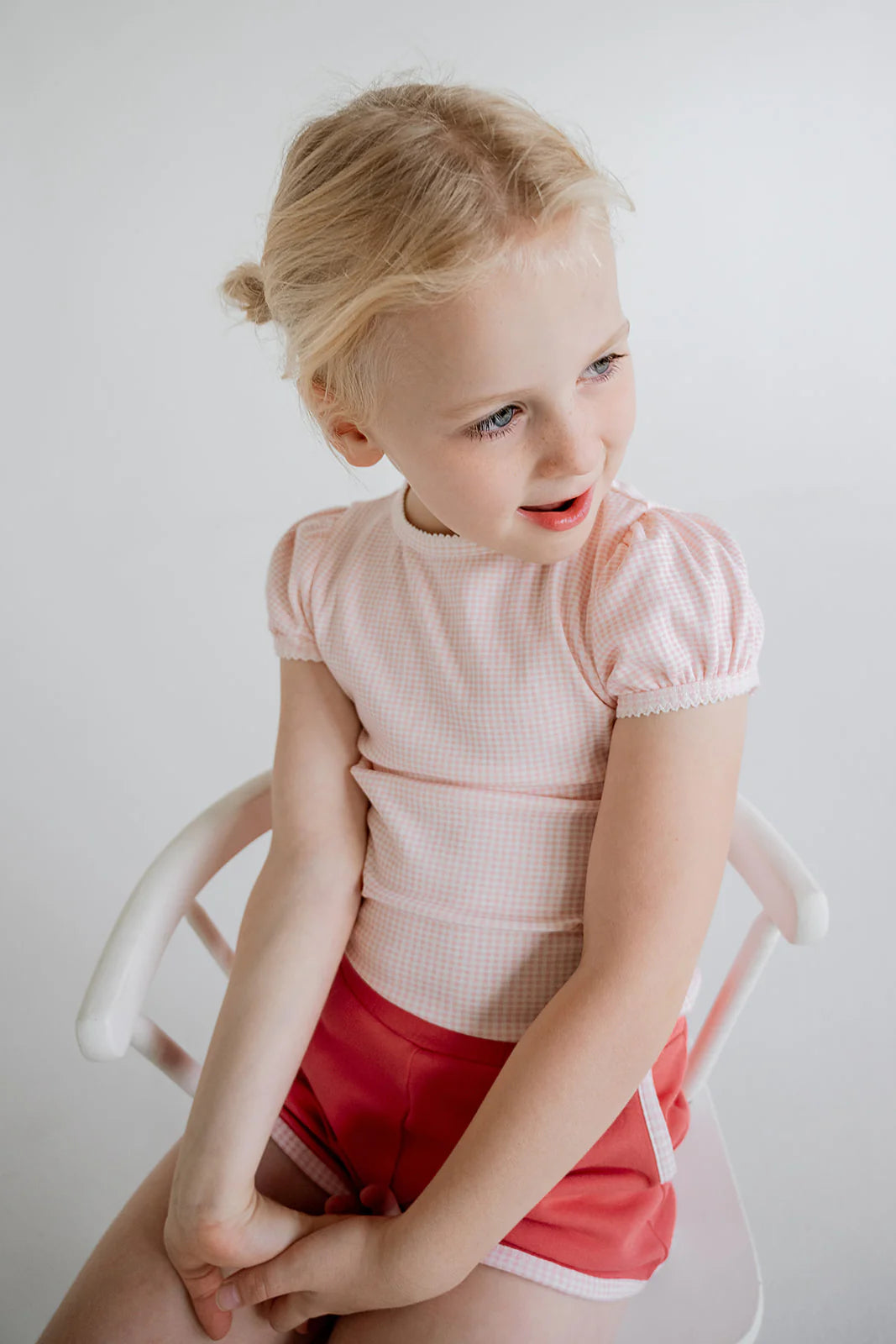 Beaufort Tee, Strawberry Cream Gingham