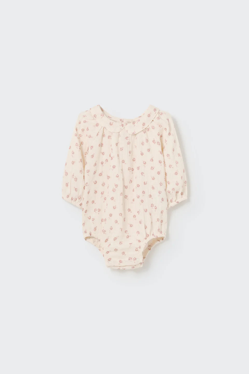 Cozmo Organic Floral Gauze Baby Romper, Rose