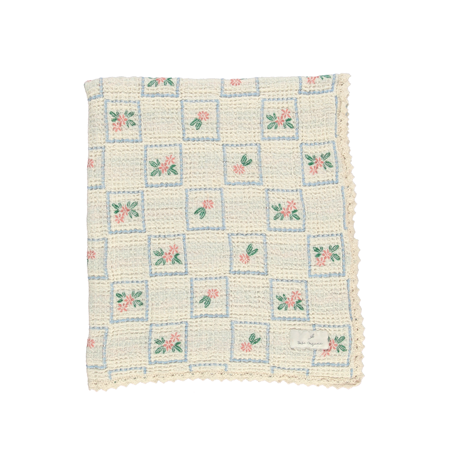 Floral Waffle Blanket, Framed Flowers Patchwork