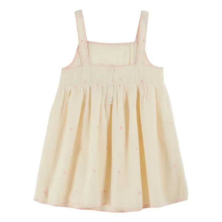 Embroidered Heart Dress, Ecru