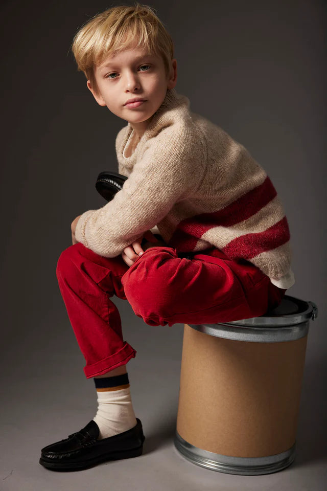 Tweed Tricot Sweater, Stone Red