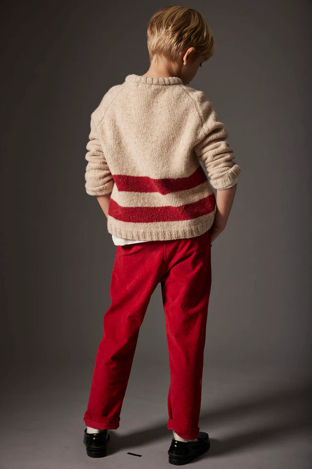 Tweed Tricot Sweater, Stone Red