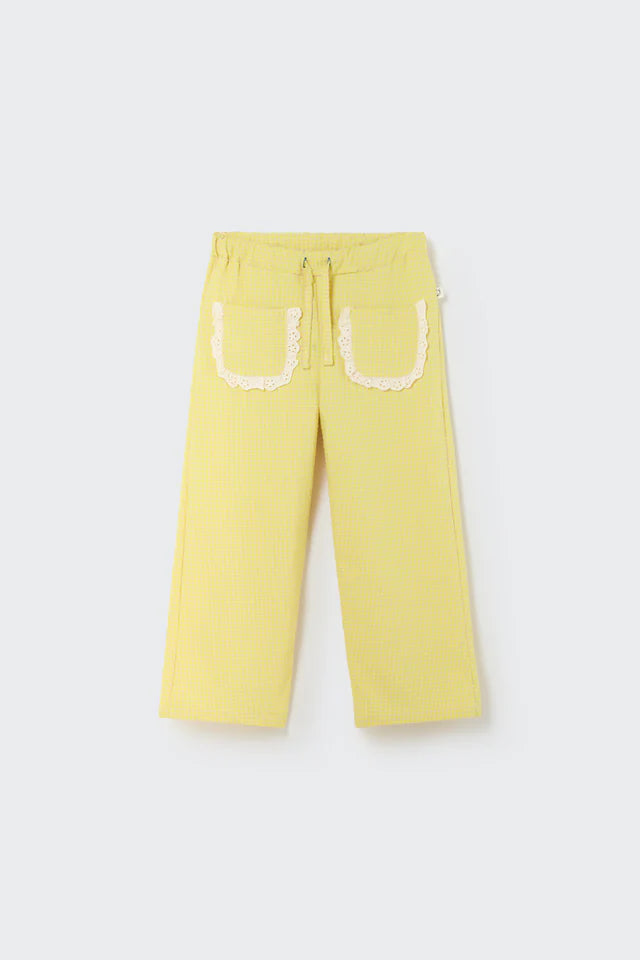 Cozmo Recycled Gingham Pant, Neon Yellow