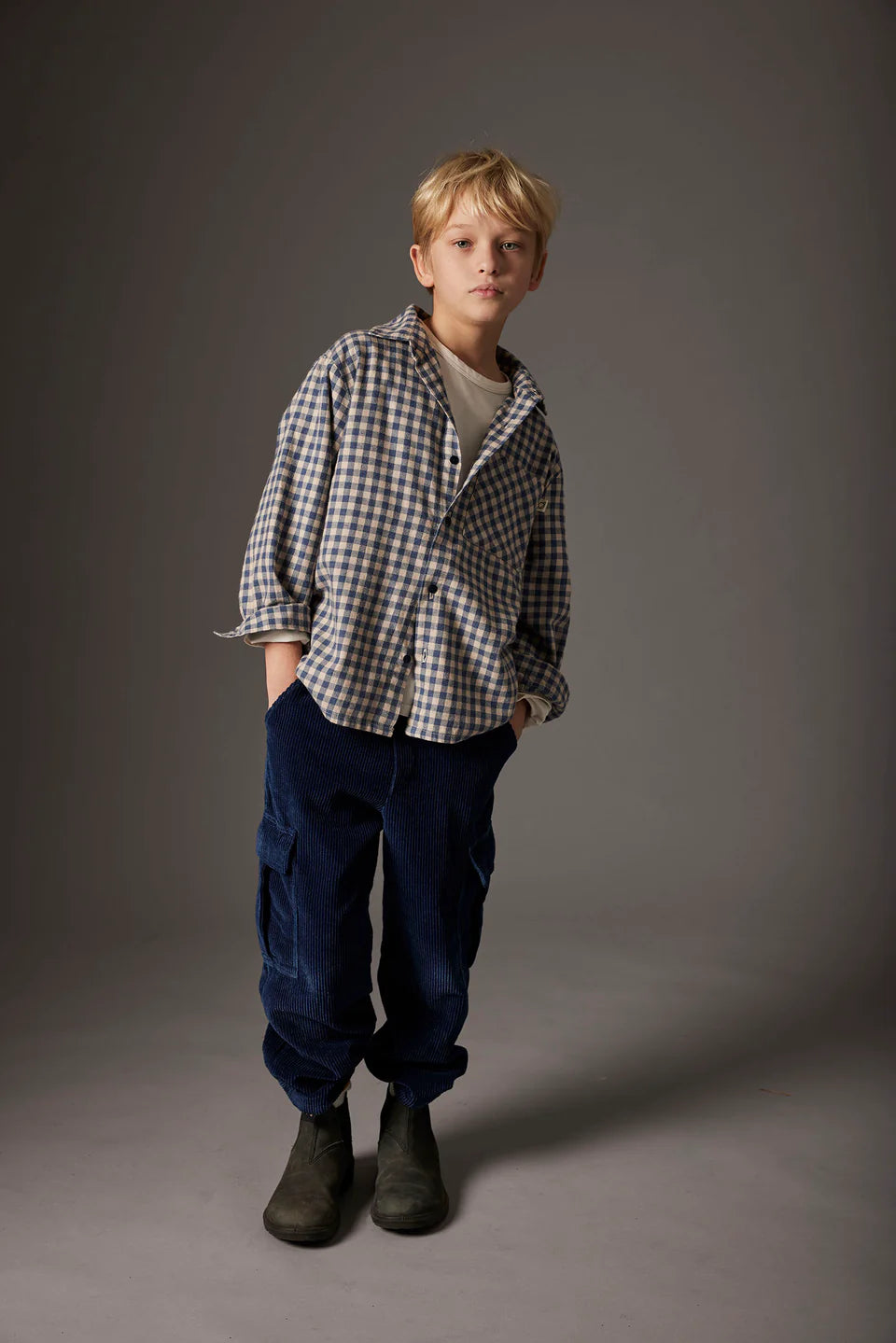 Gingham Flannel Shirt, Stone
