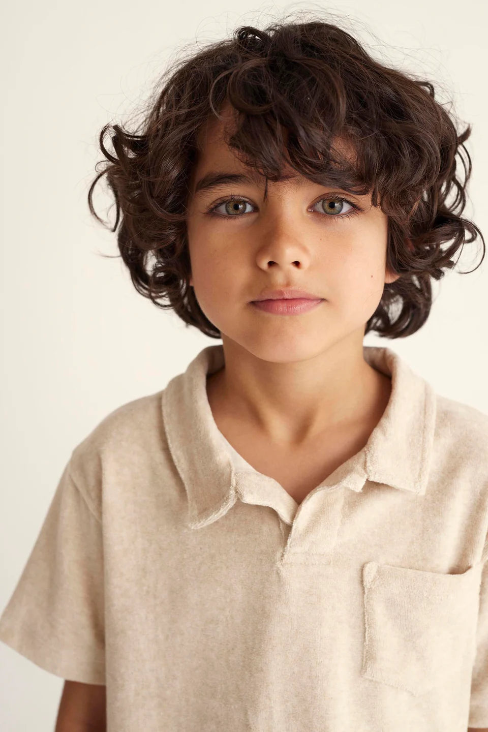 Cozmo Organic Terry Polo, Ivory Melange