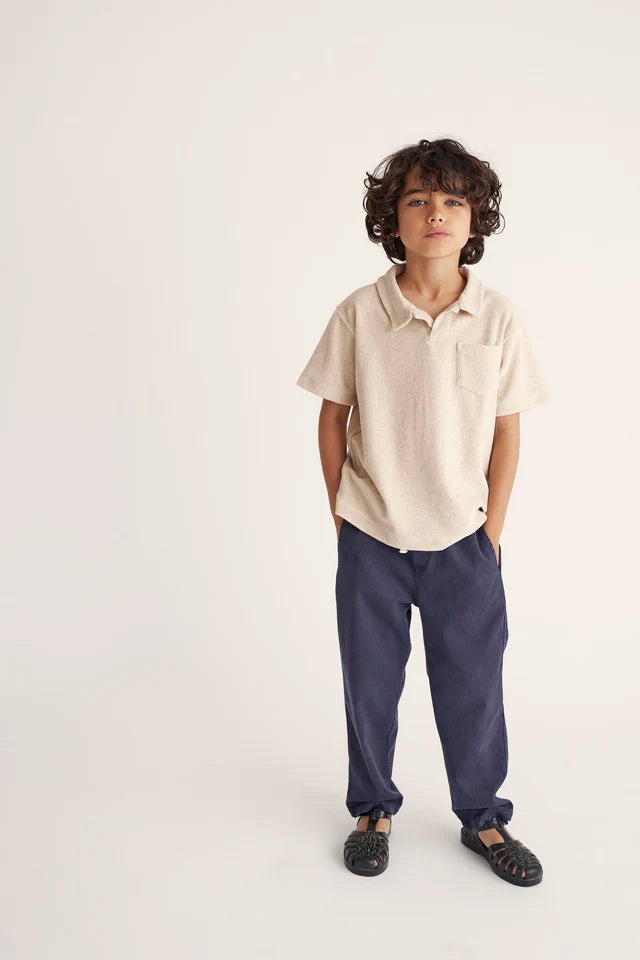 Cozmo Organic Terry Polo, Ivory Melange