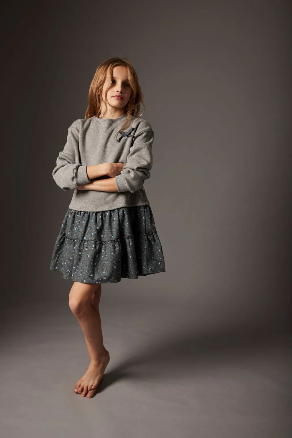 Mélange Fleece Dress, Grey