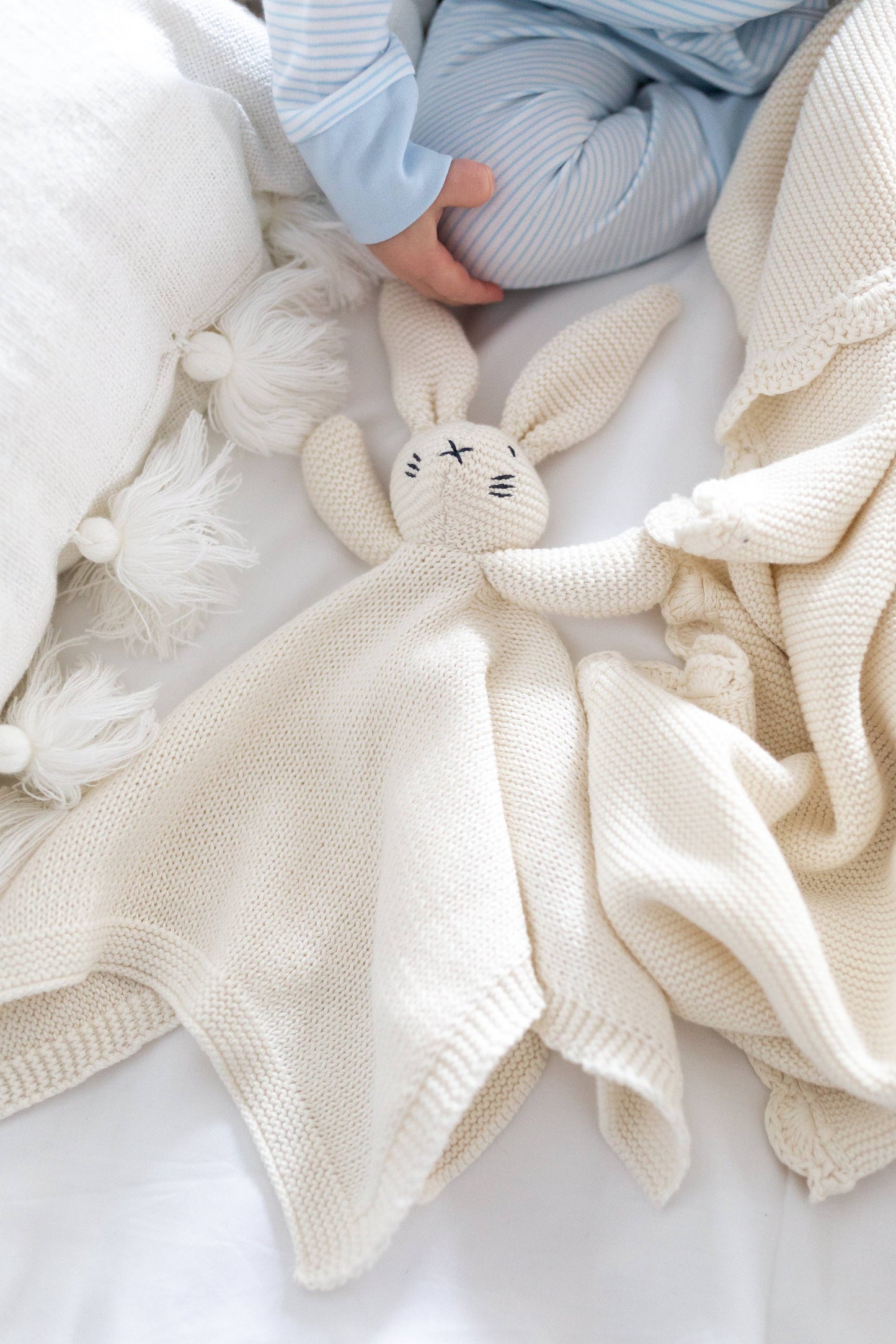 Organic Knit Elephant Rattle in Pink