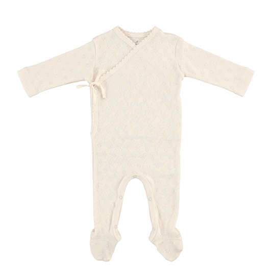 Bebe Heart Wrap Overall, Natural Heart Pointelle
