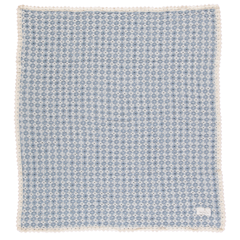 Crochet Blanket, Blue Retro Crochet