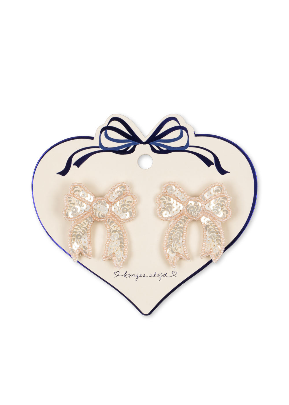 2 Pack Sequin Bow Hair Clip, Cameo Rose