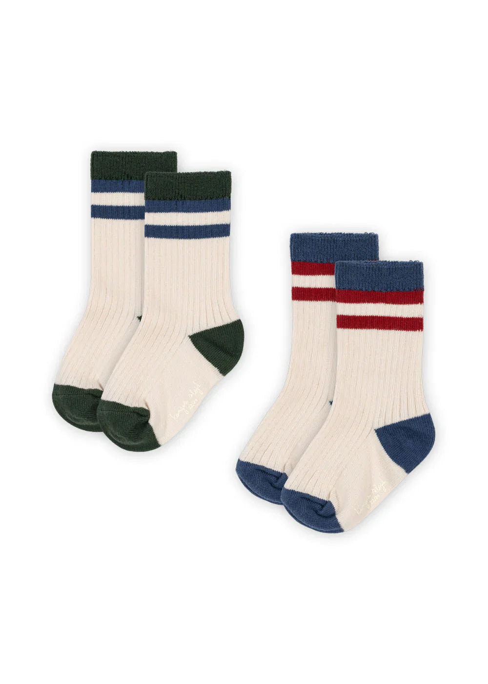 Konges 2 Pack Rib Socks, Multi Stripe