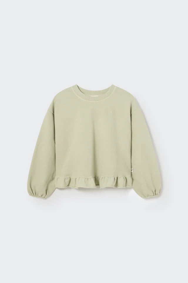 Cozmo Soft Plush Flounce Sweatshirt, Tender Green