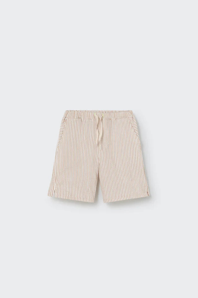 Cozmo Striped Gauze Bermuda Short, Coffee
