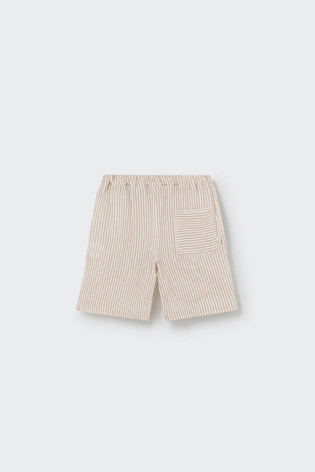 Cozmo Striped Gauze Bermuda Short, Coffee