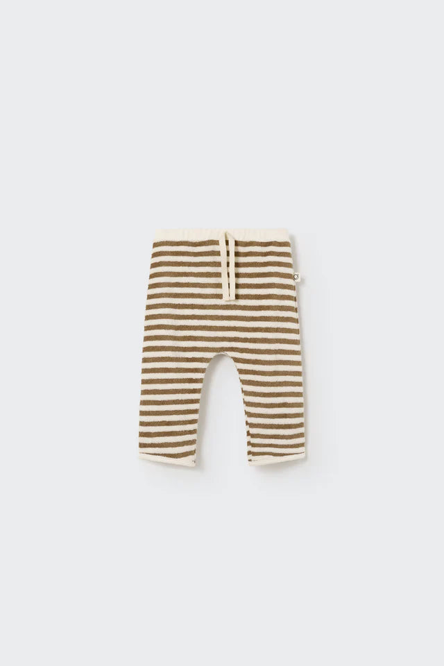 Cozmo Organic Striped Terrycloth Pants, Coffee