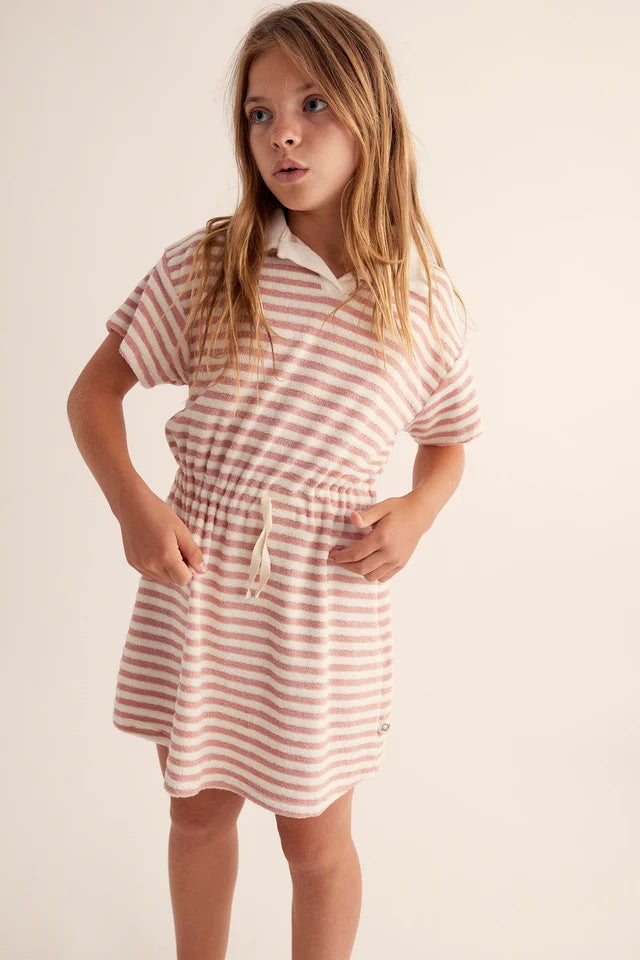 Cozmo Organic Striped Toweling Dress, Rose