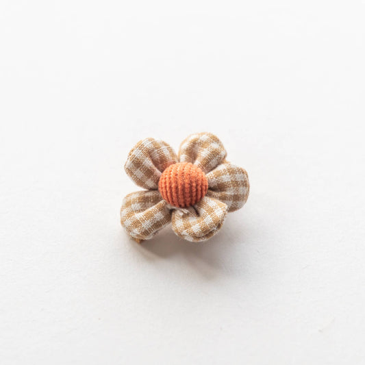 Gingham Flower Hair Clip, Beige