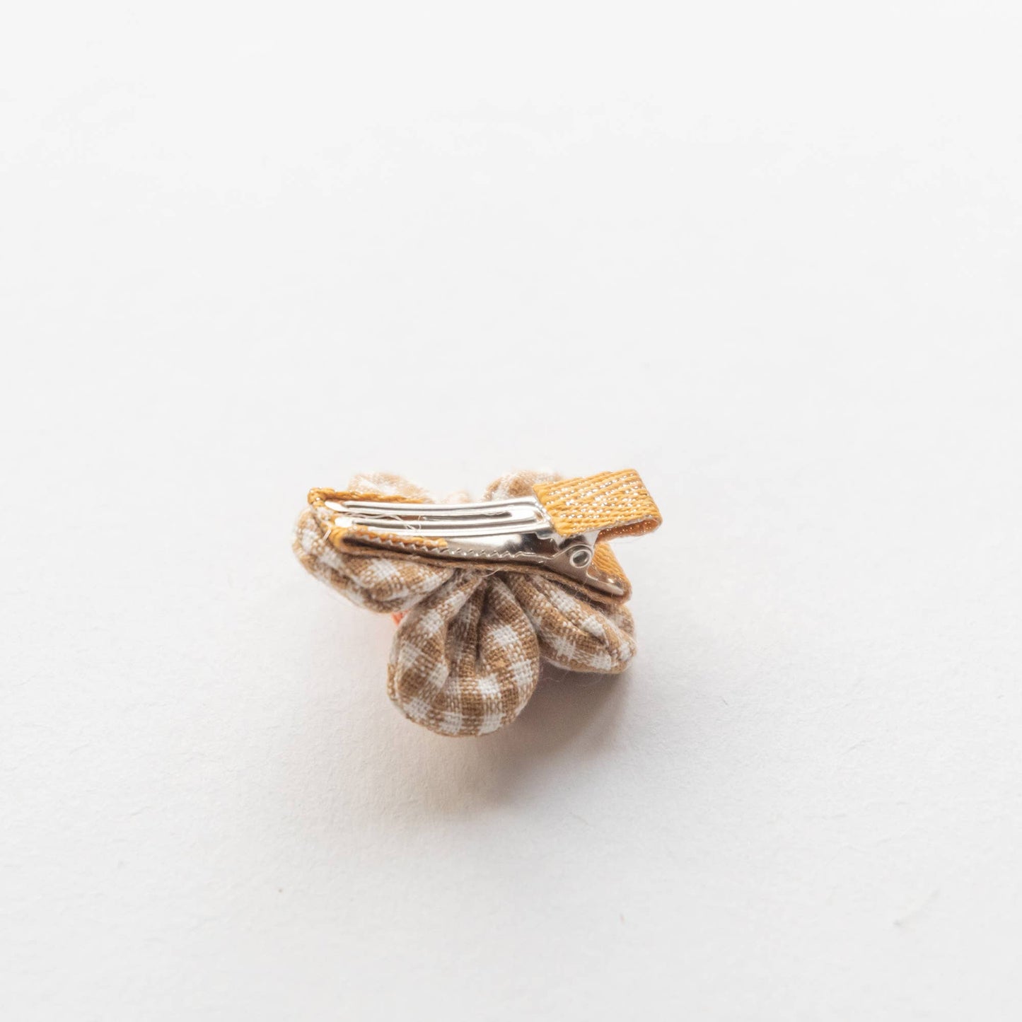 Gingham Flower Hair Clip, Beige