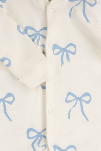 Baby Sleep Suit, Blue Bows