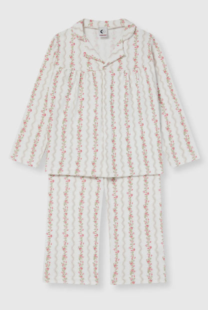 Girls Blouse & Wide Trouser Set, Floral Stripe