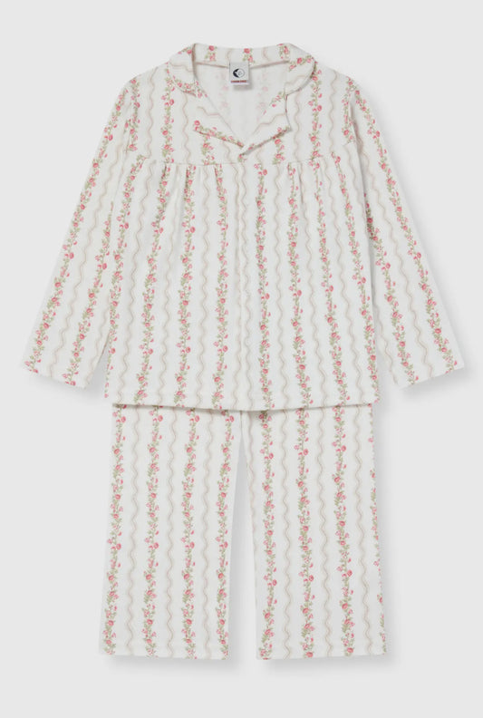 Girls Blouse & Wide Trouser Set, Floral Stripe