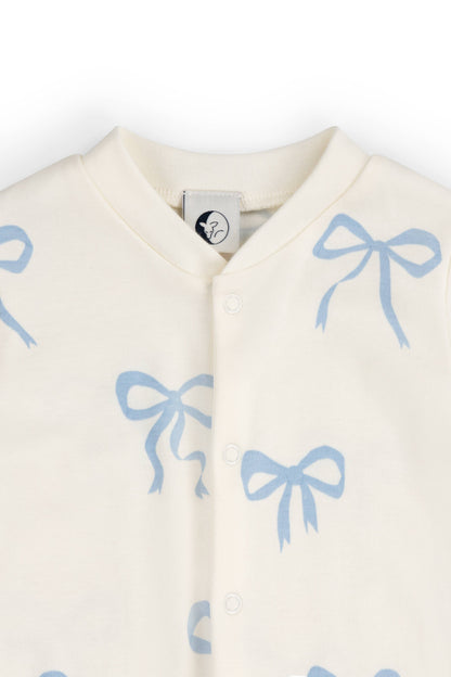 Baby Sleep Suit, Blue Bows