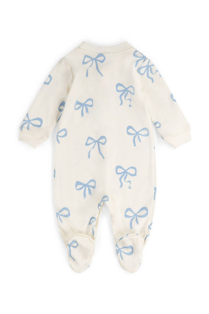 Baby Sleep Suit, Blue Bows