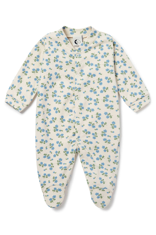 Baby Sleep Suit, Blue Tea Floral