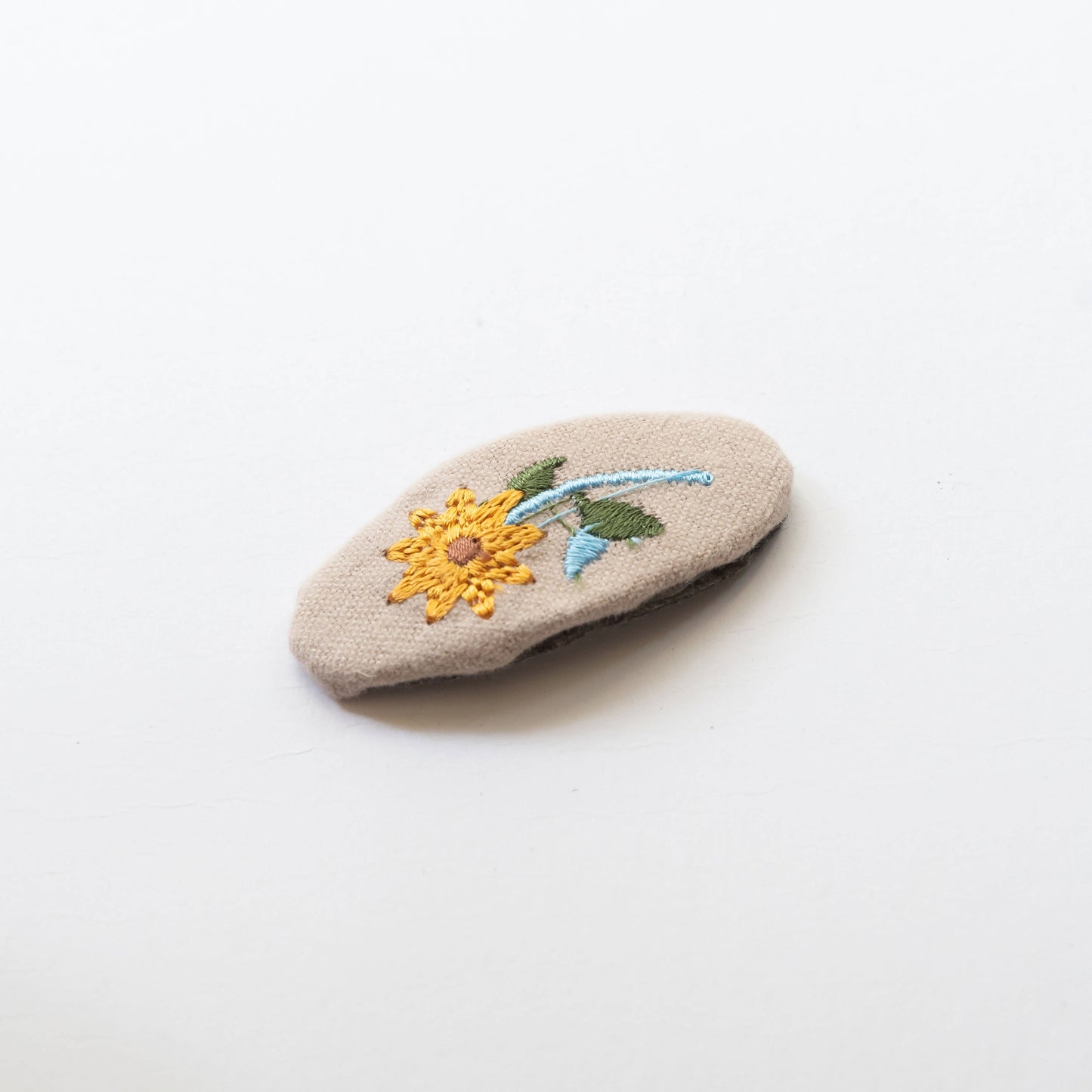 Oval Embroidered Floral and Fish Snap Hair Clips