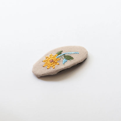 Oval Embroidered Floral and Fish Snap Hair Clips