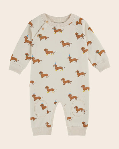 Dachshund Romper, Ecru