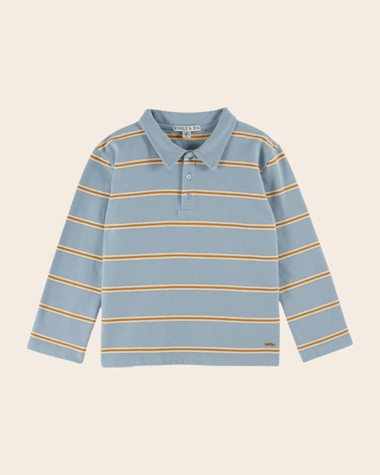 Striped Polo Sweatshirt, Ice Blue