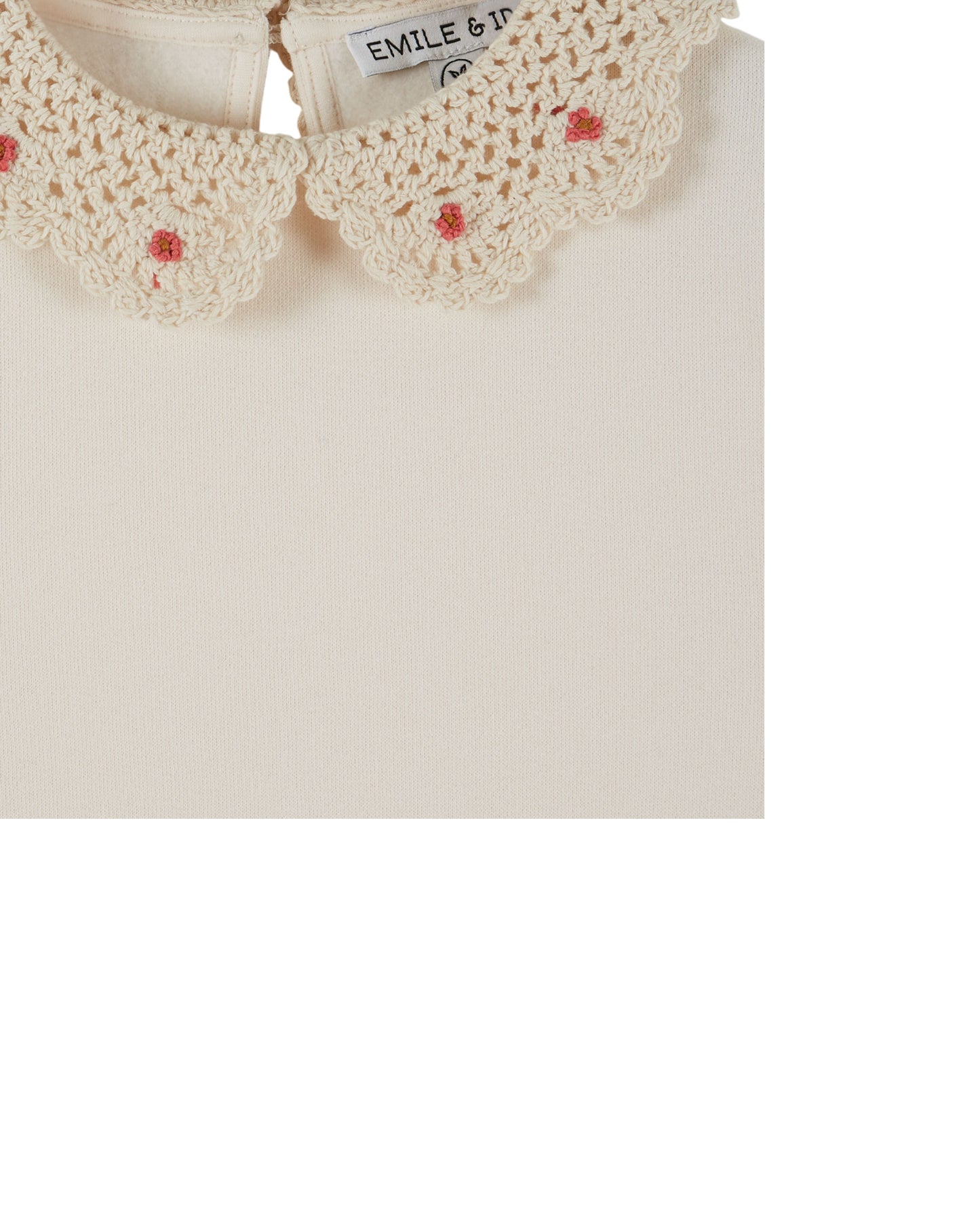 Crochet Collar Sweatshirt, Ecru