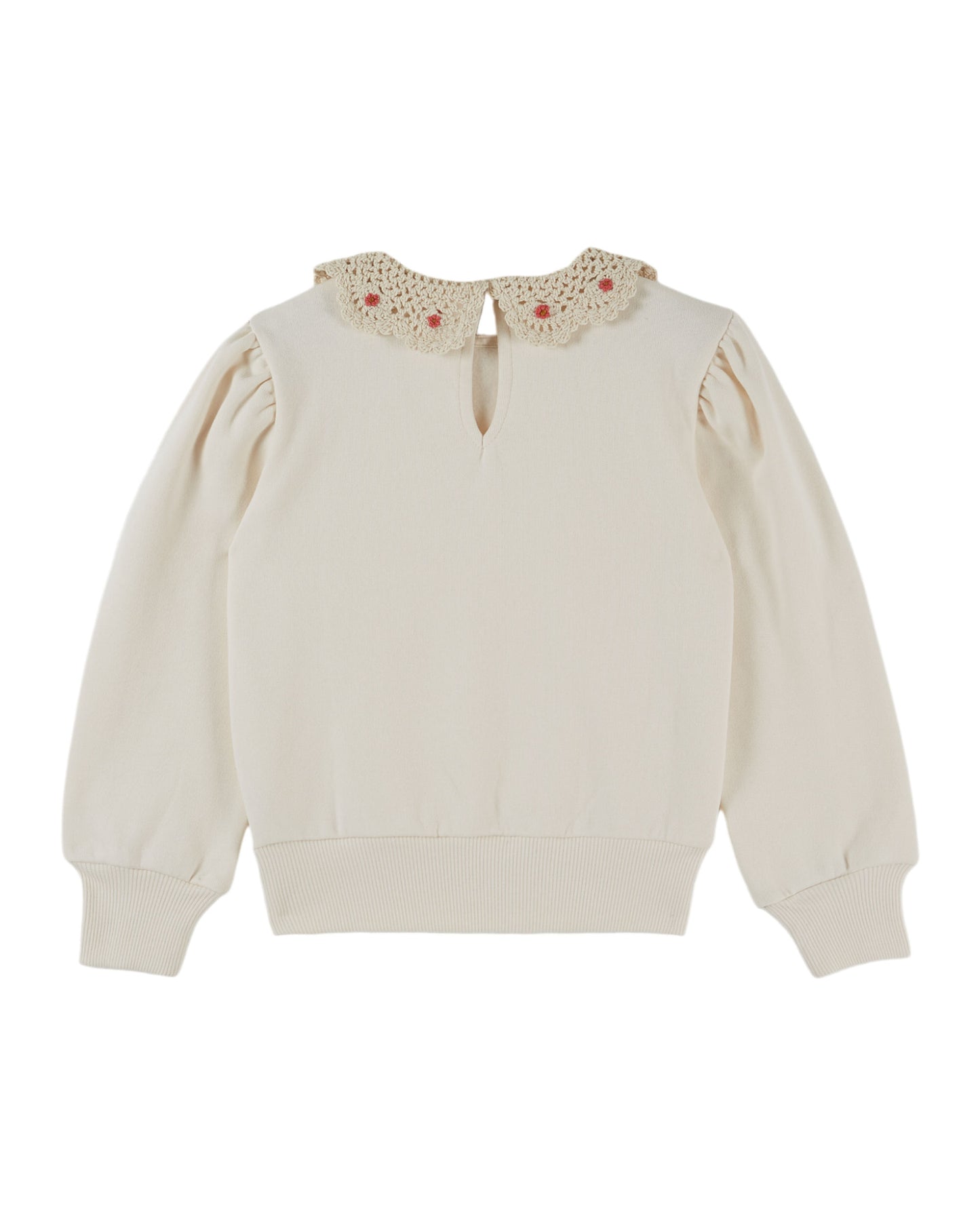 Crochet Collar Sweatshirt, Ecru