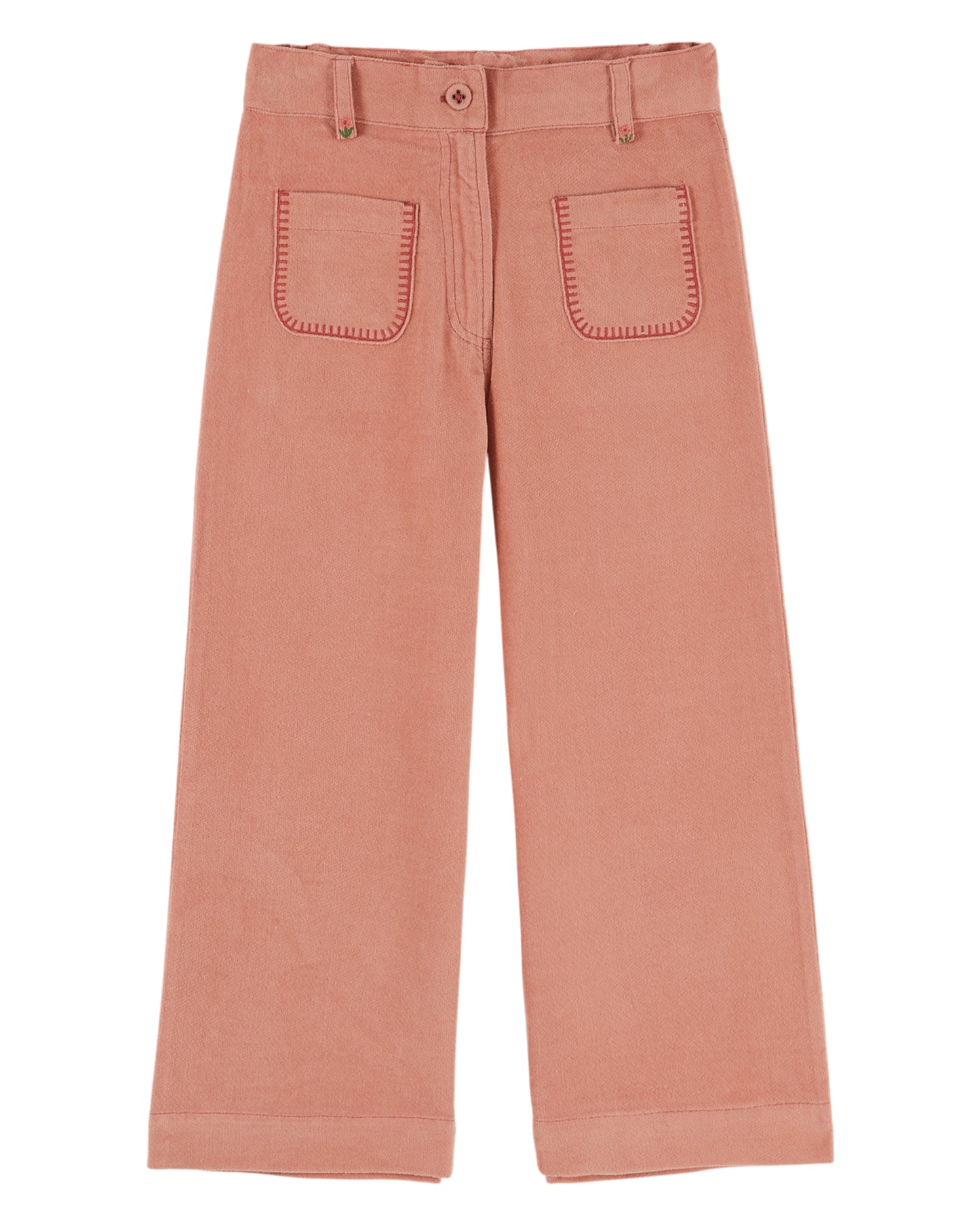 Velvet Embroidered Trouser, Sakura
