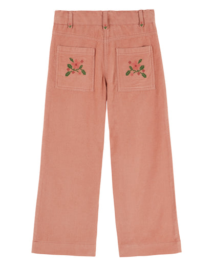 Velvet Embroidered Trouser, Sakura