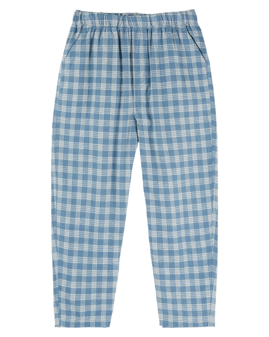 Elastic Boy Trousers, Blue Gingham
