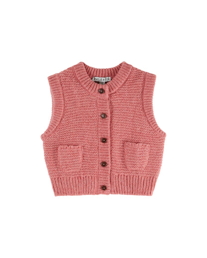Sleeveless Cardigan, Blush