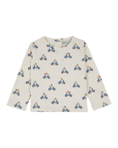 Petite Dog Printed T-Shirt, Ecru