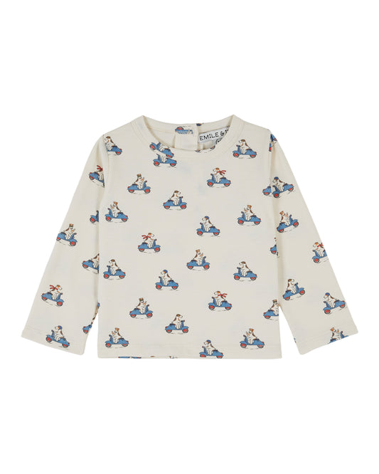 Petite Dog Printed T-Shirt, Ecru